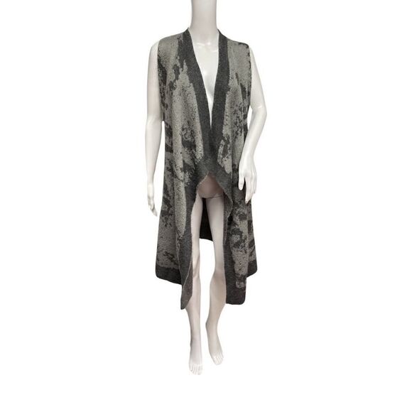 Barneys New York Womens XS Merino Wool Gray Sleeveless Long Open Front Cardigan - Picture 7 of 7